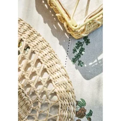 Nappe en coton naturel et vert 230x160cm - Juline