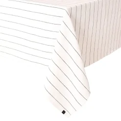 Nappe rayée en lin et coton blanc 160x160cm - Calvi II