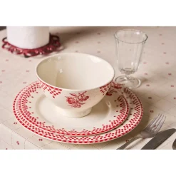 Nappe rectangulaire en coton blanc et rouge 250x160cm - P'tits cœurs