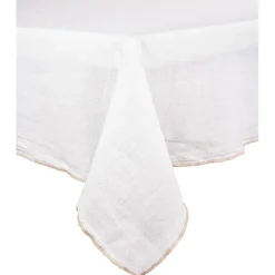 Nappe venise blanc 160x160cm en lin lave