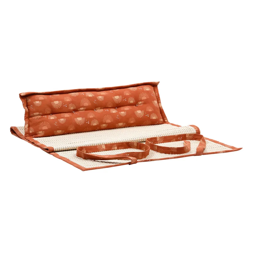 Natte de plage avec coussin terracotta et écru - sweet leaves