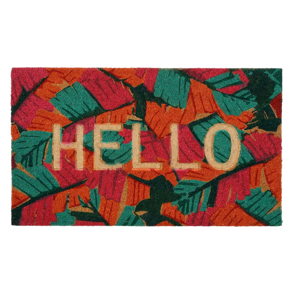 Paillasson "hello" en coco multicolore 73x43cm - Seguia