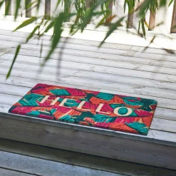 Paillasson "hello" en coco multicolore 73x43cm - Seguia