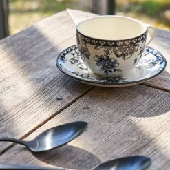 Paire tasse et coupelle café en faïence noir 22cl - Lison