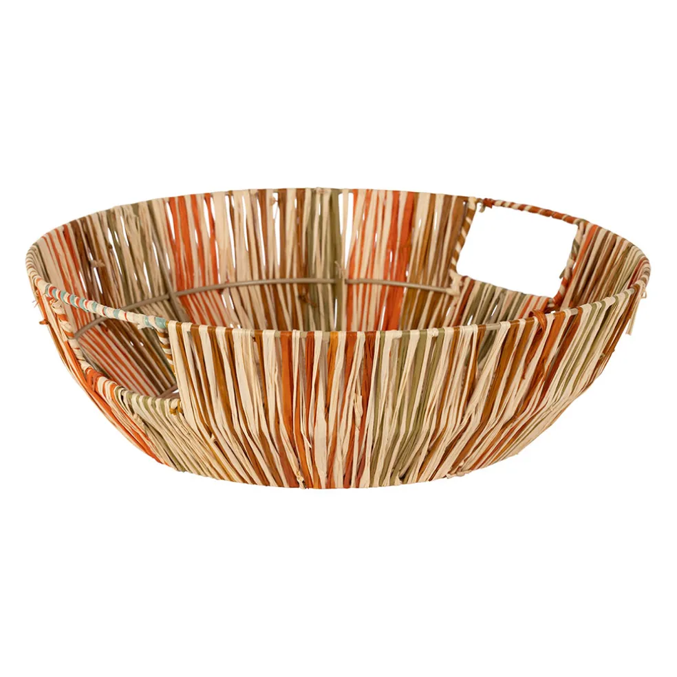 Panier en raphia et rotin multicolore d37cm - Seguia