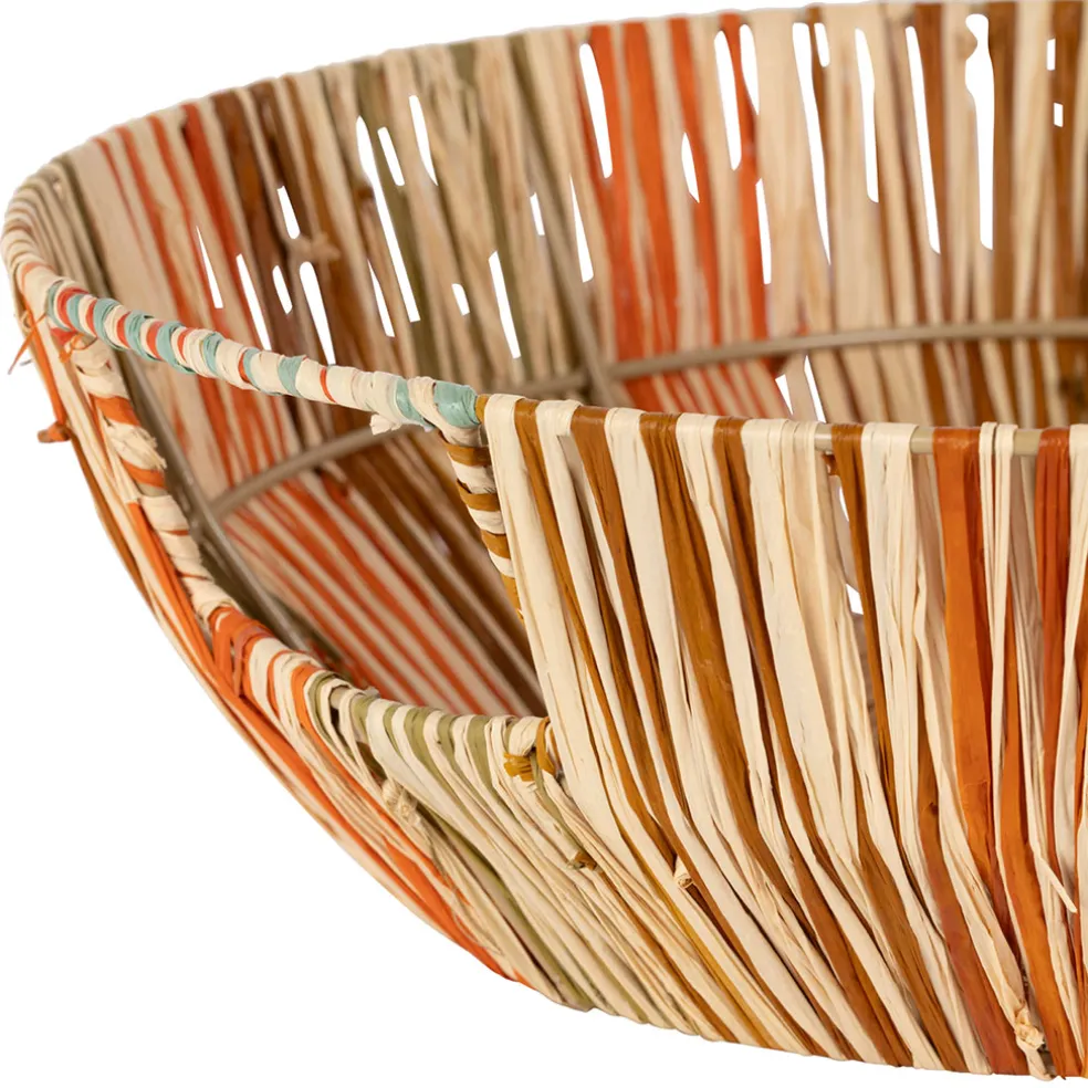 Panier en raphia et rotin multicolore d37cm - Seguia