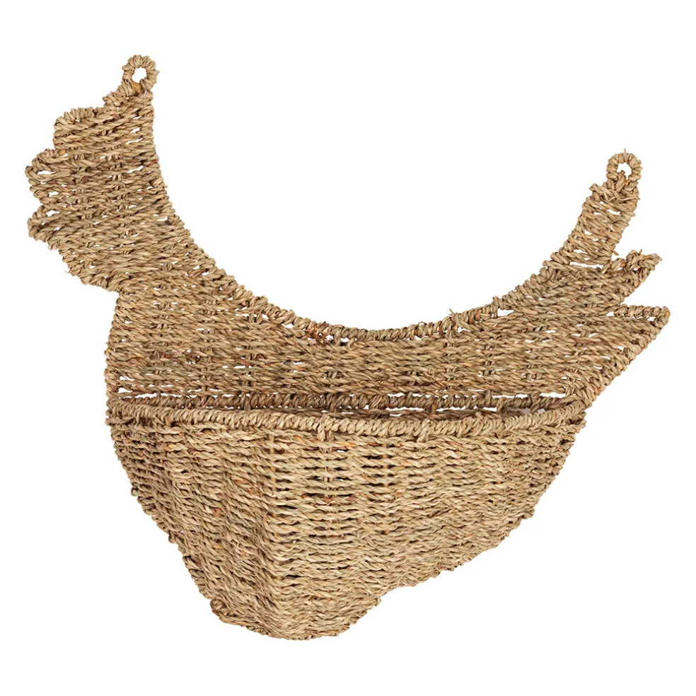 Panier mural poule en jonc de mer naturel 42x38cm - Chaumière