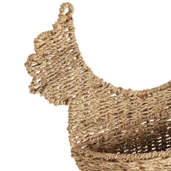 Panier mural poule en jonc de mer naturel 42x38cm - Chaumière