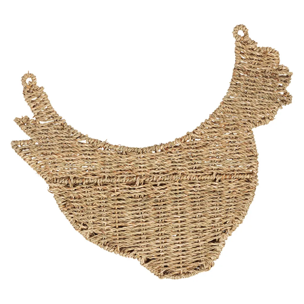Panier mural poule en jonc de mer naturel 42x38cm - Chaumière