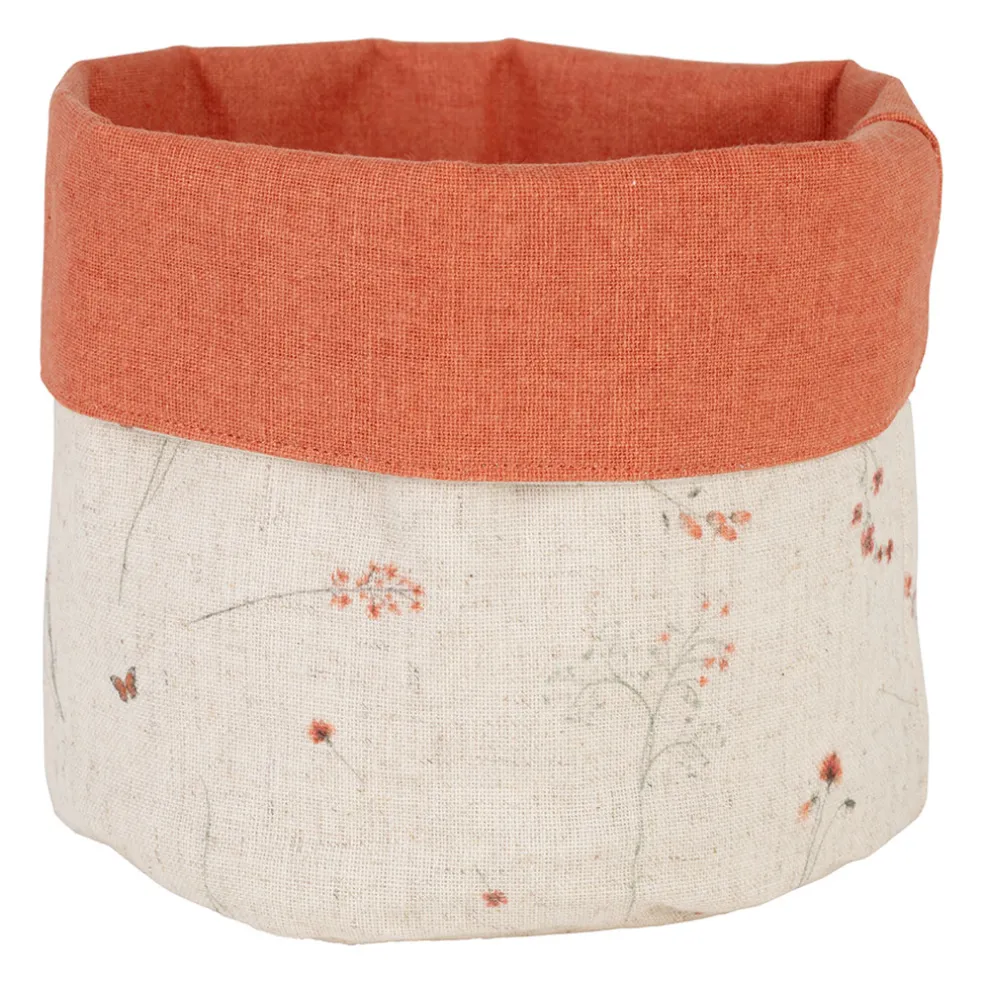 Panière à pain en coton beige et rouge d15cm - Lucile