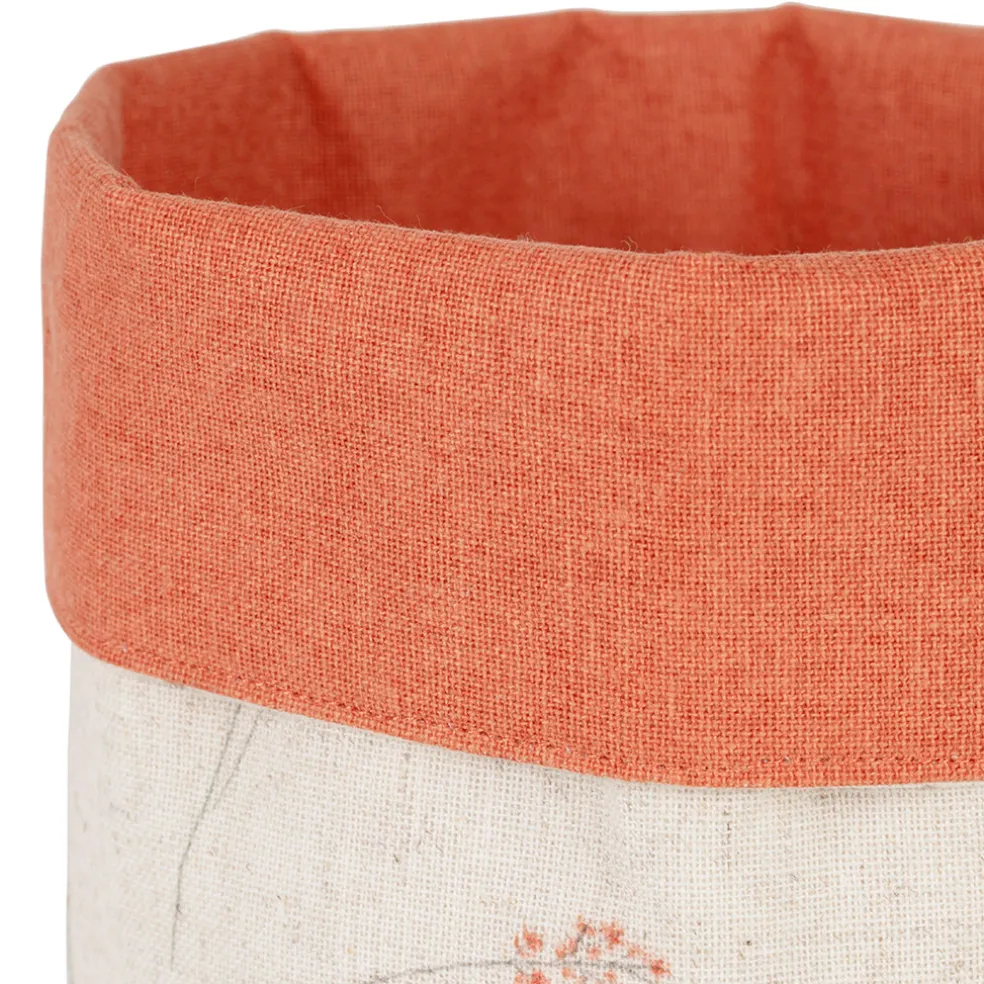 Panière à pain en coton beige et rouge d15cm - Lucile