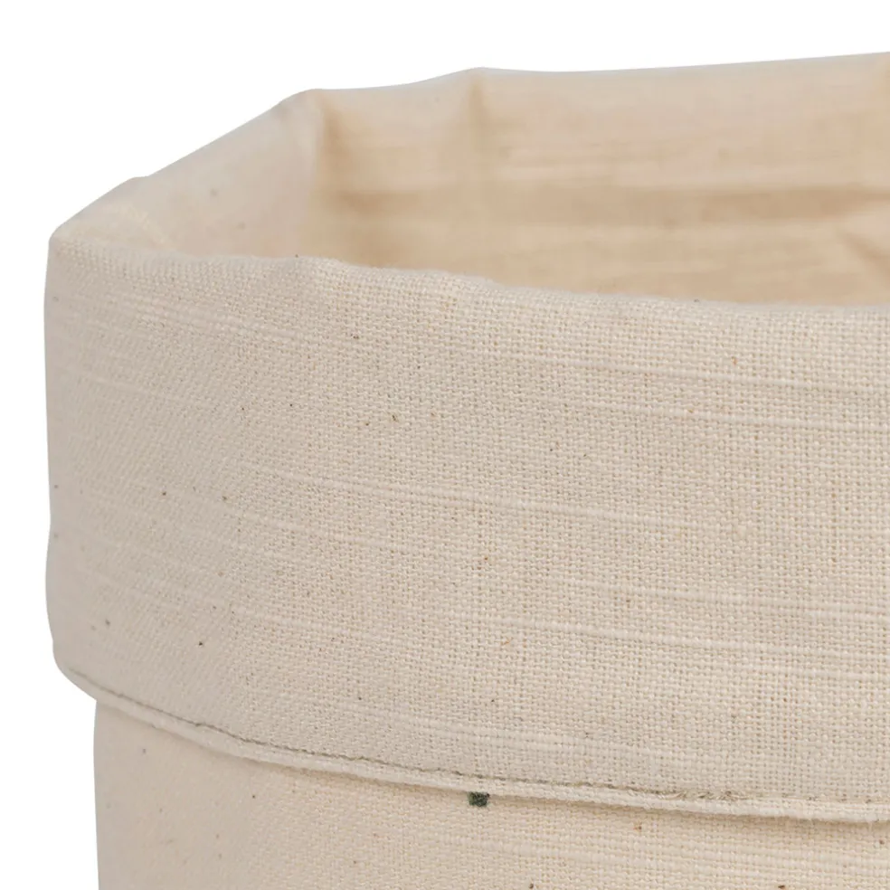 Panière à pain en coton écru et vert d15cm - Paya