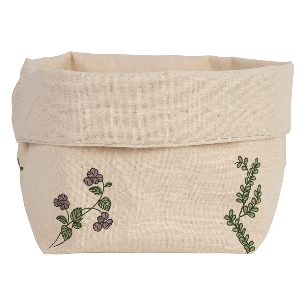 Panière à pain en coton naturel et vert d15cm - Juline