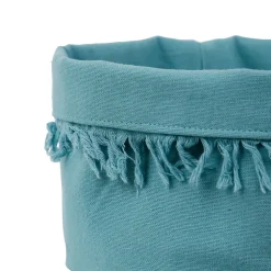 Panière à pain en coton turquoise d18cm - Nalia