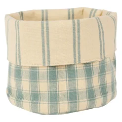 Panière à pain en coton vichy sauge d15cm - Campagne