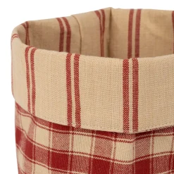 Panière damier rouge d15xh18cm en coton - la campagne