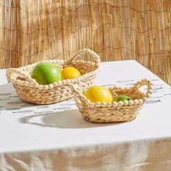 Panières x2 naturel en jacinthe d'eau - été à la mer