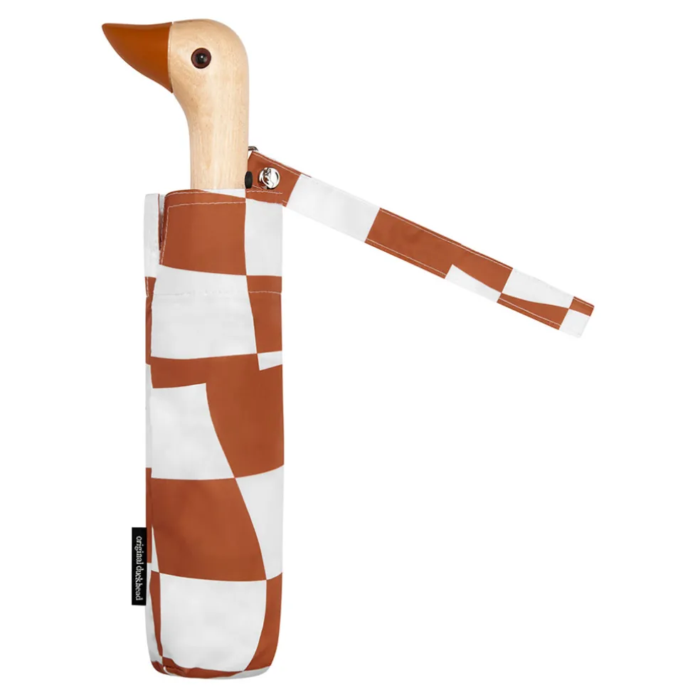 Parapluie compact manche tête de canard peanut butter checkers