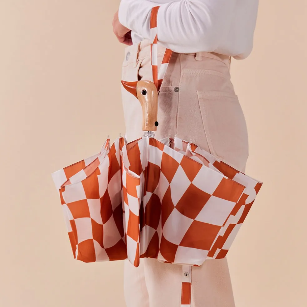 Parapluie compact manche tête de canard peanut butter checkers