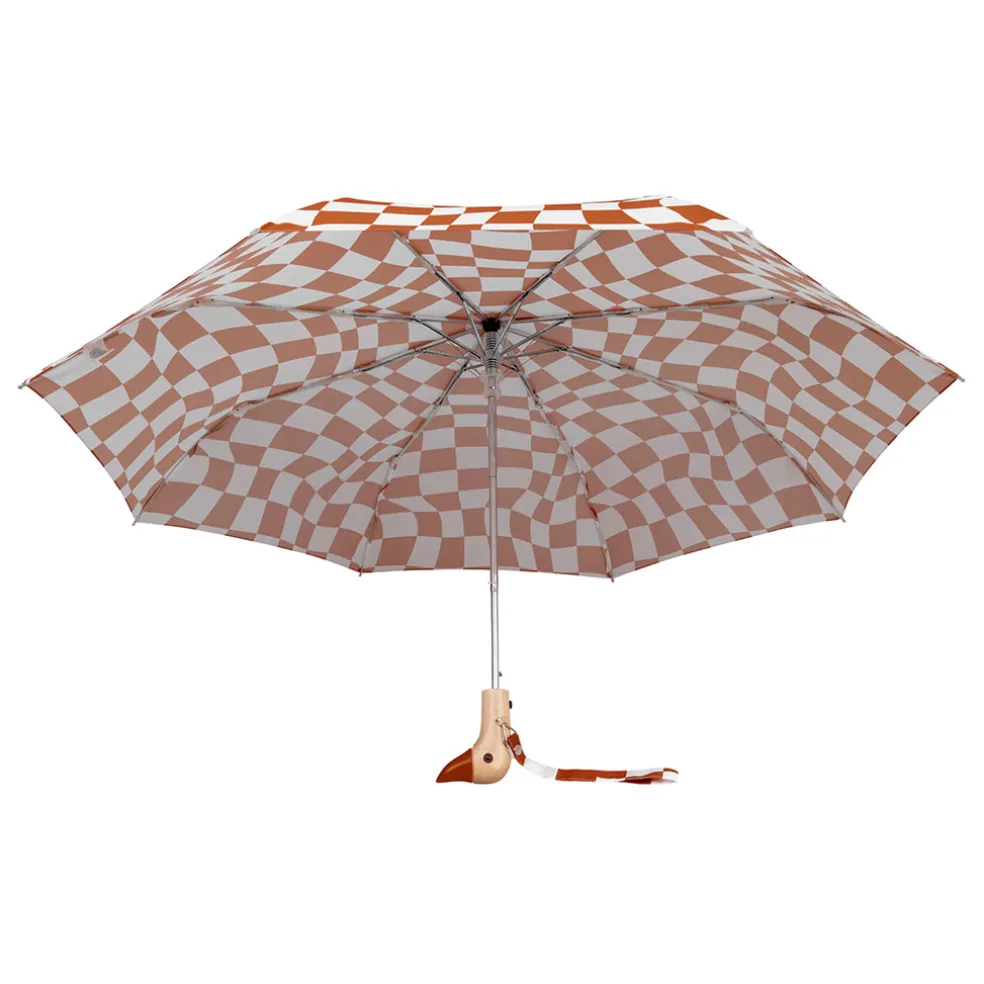 Parapluie compact manche tête de canard peanut butter checkers