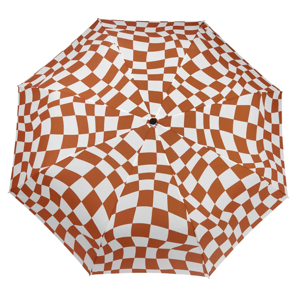Parapluie compact manche tête de canard peanut butter checkers