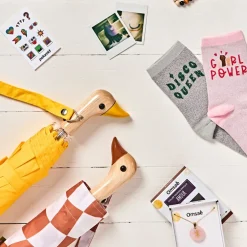 Parapluie compact manche tête de canard peanut butter checkers