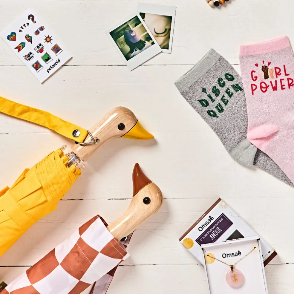 Parapluie compact manche tête de canard peanut butter checkers