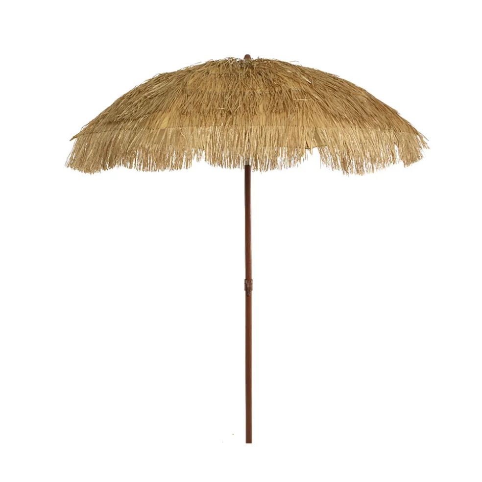 Parasol en paille inclinable avec manche en métal 210cm