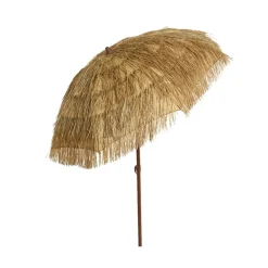 Parasol en paille inclinable avec manche en métal 210cm