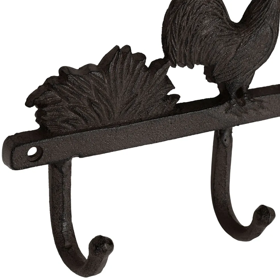 Patère 4 crochets en fonte brun - Basse-Cour