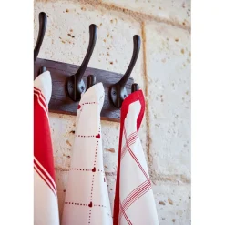 Patère 3 crochets en shorea et ferrier brun - Campagne