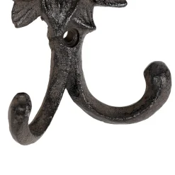 Patère double tournesol en fonte brun