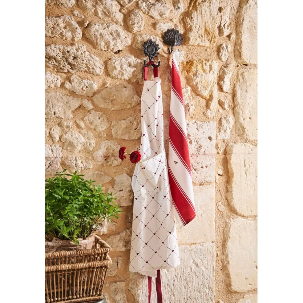 Patère double tournesol en fonte brun