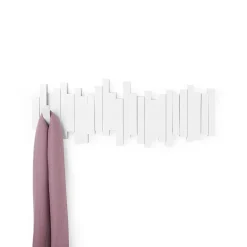 Patère murale 5 crochets rabattables blanc