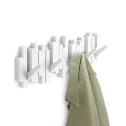 Patère murale 5 crochets rabattables blanc