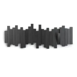 Patère murale 5 crochets rabattables noir