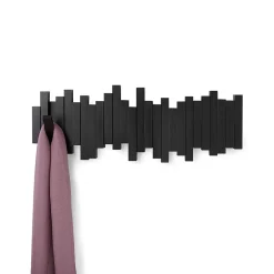 Patère murale 5 crochets rabattables noir