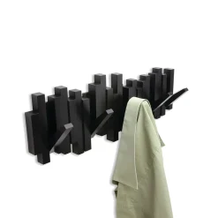Patère murale 5 crochets rabattables noir