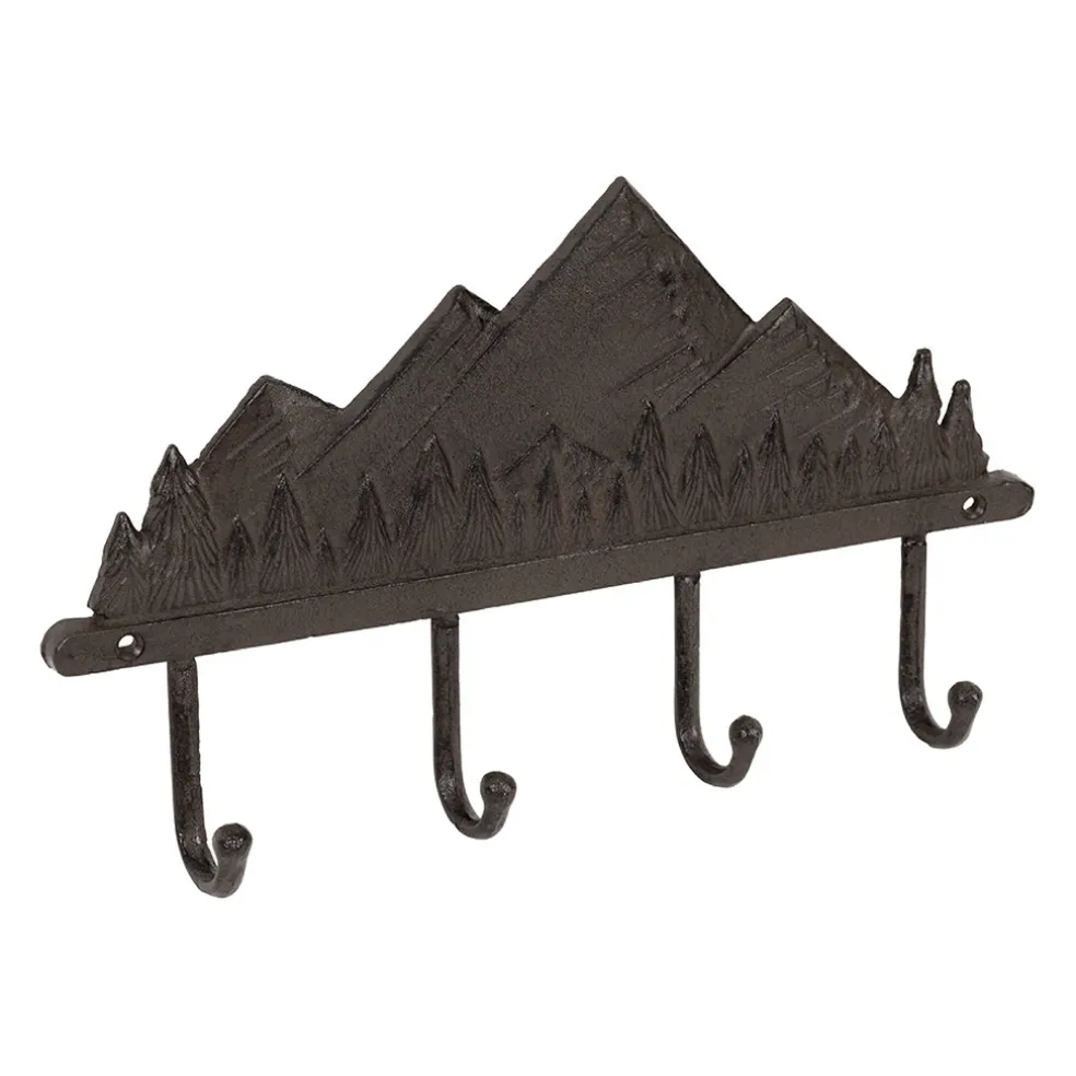 Patères 4 crochets Montagnes en fonte brun - Montagne