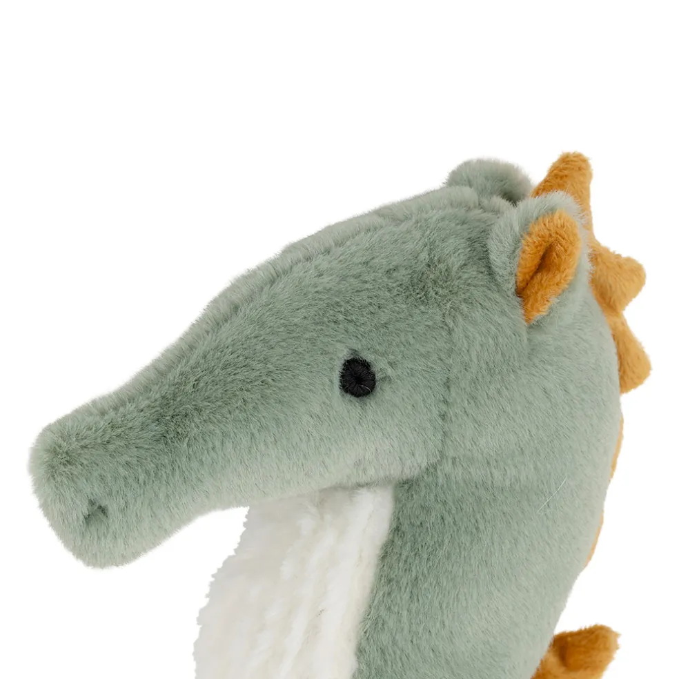 Peluche hippocampe en tissu vert