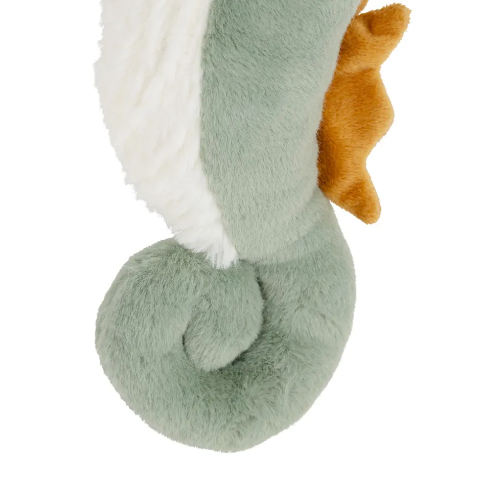 Peluche hippocampe en tissu vert