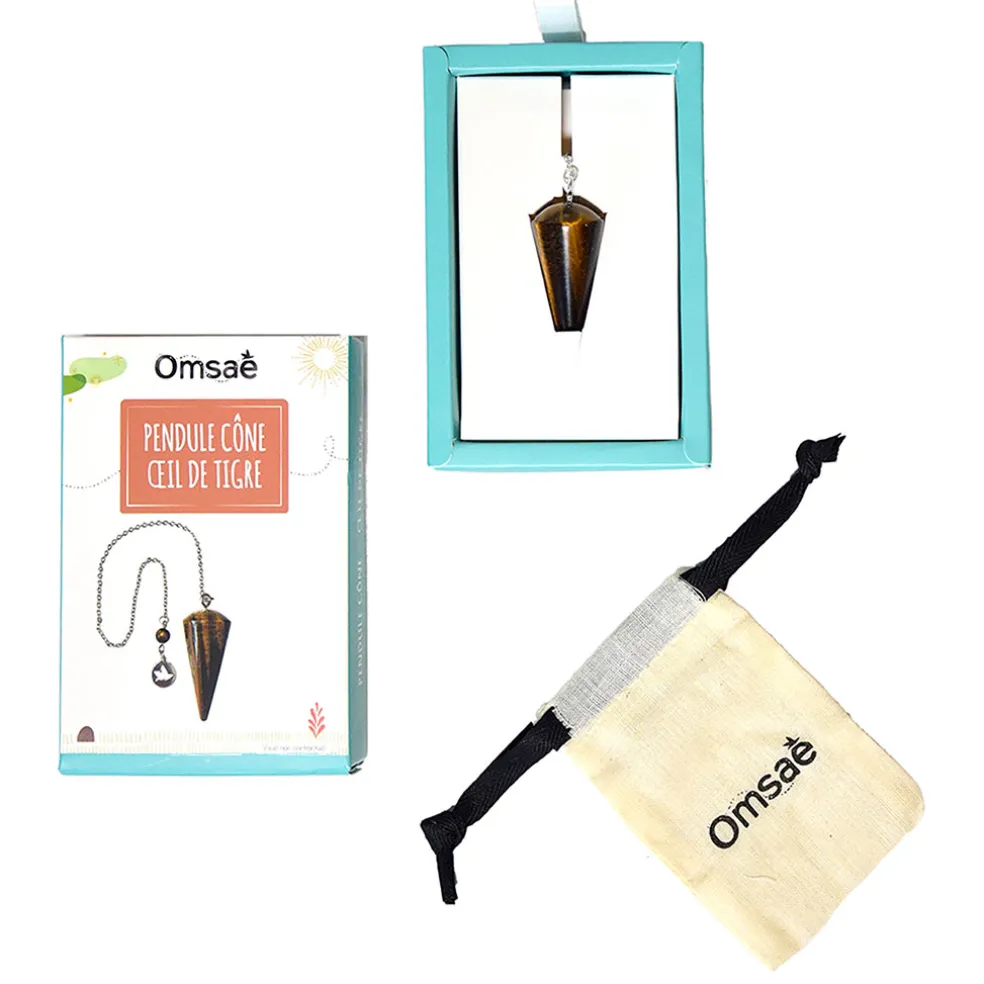 Pendule cône lisse en œil de tigre