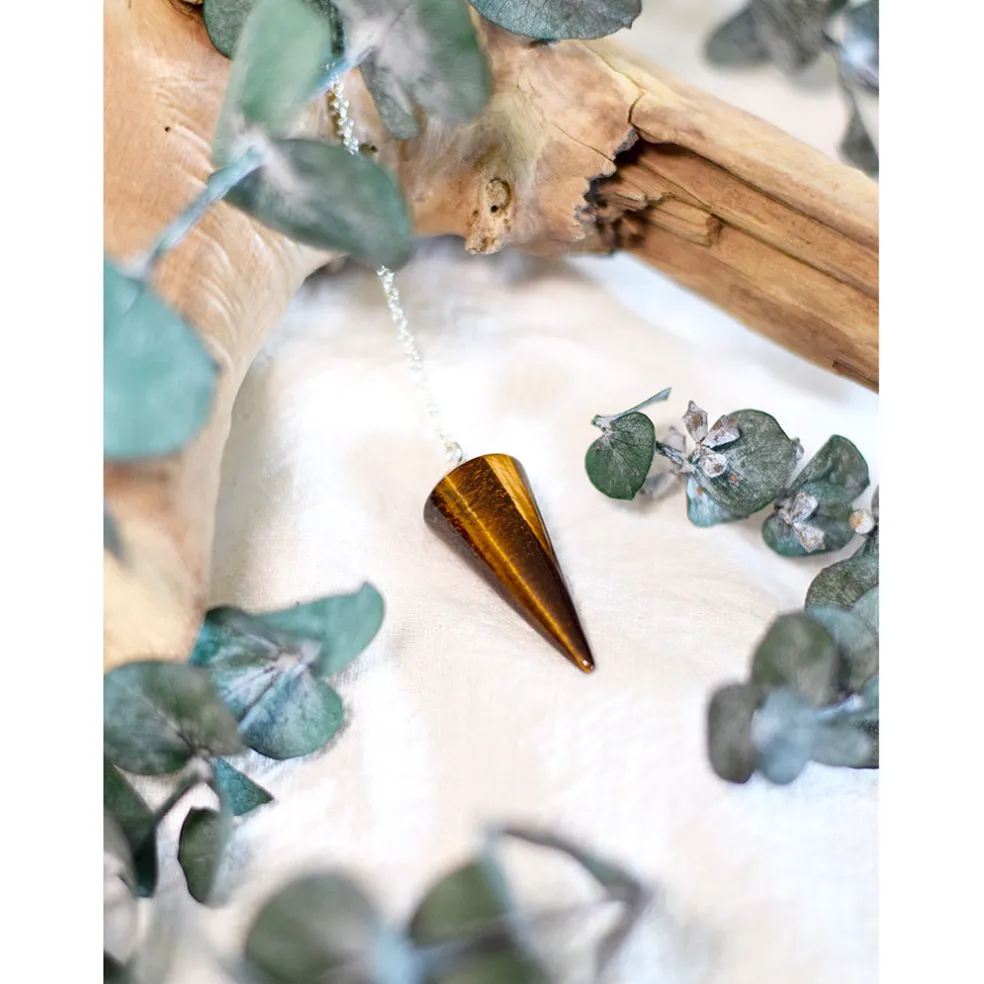 Pendule cône lisse en œil de tigre