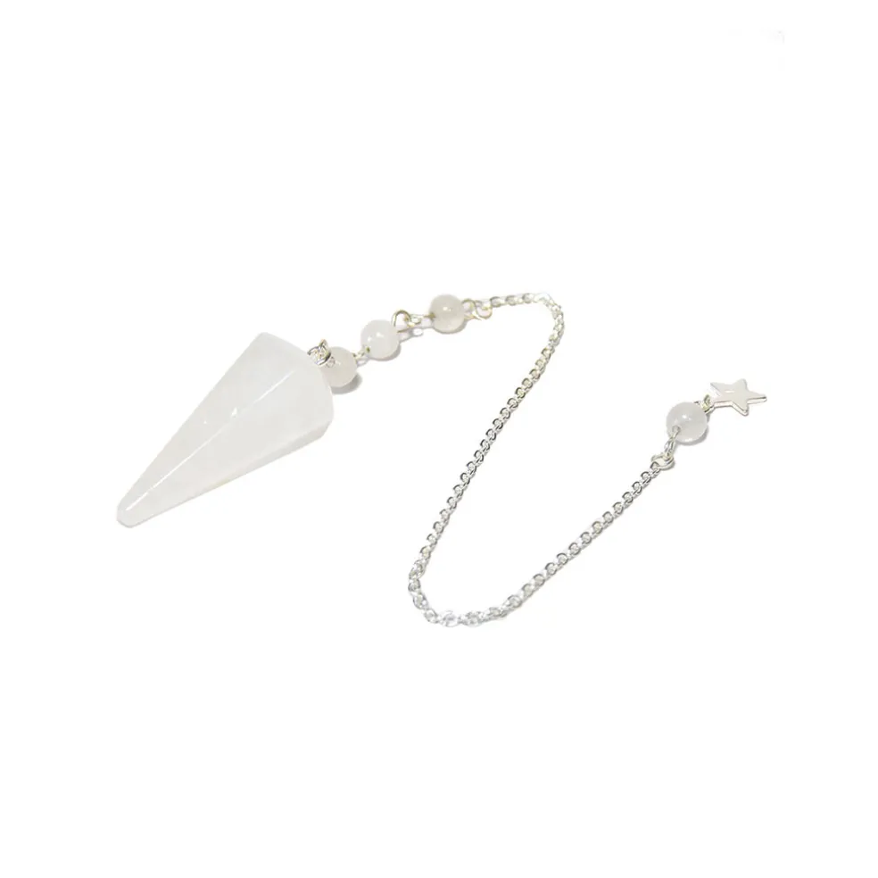 Pendule hexagonal en cristal de roche et charm étoile