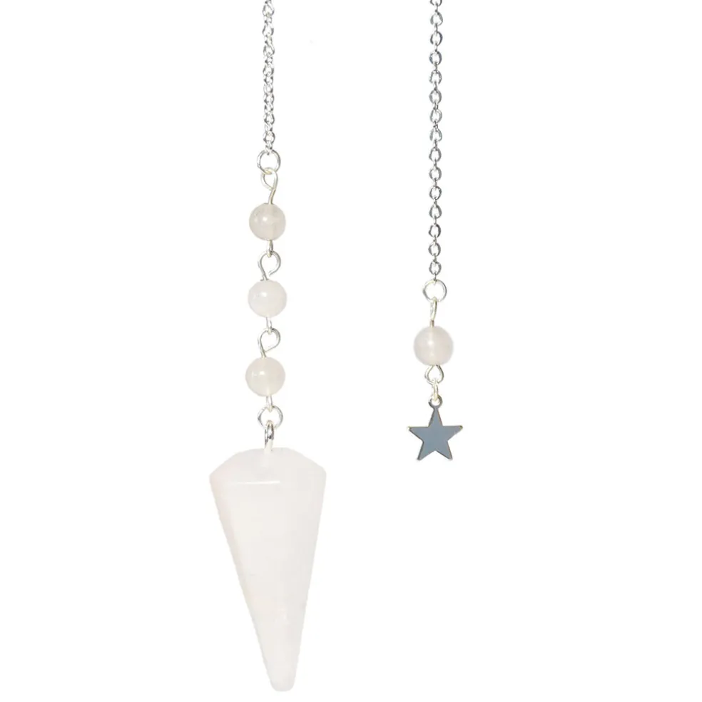 Pendule hexagonal en cristal de roche et charm étoile