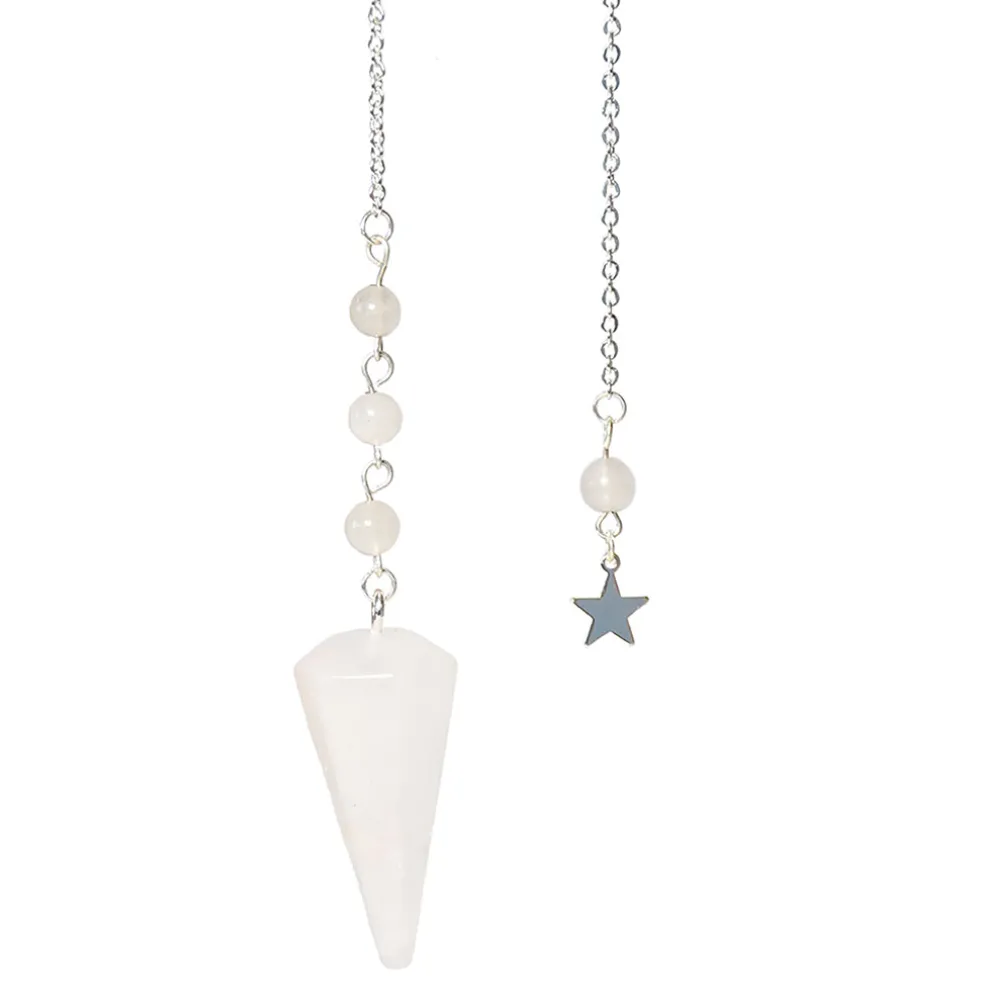 Pendule hexagonal en cristal de roche et charm étoile