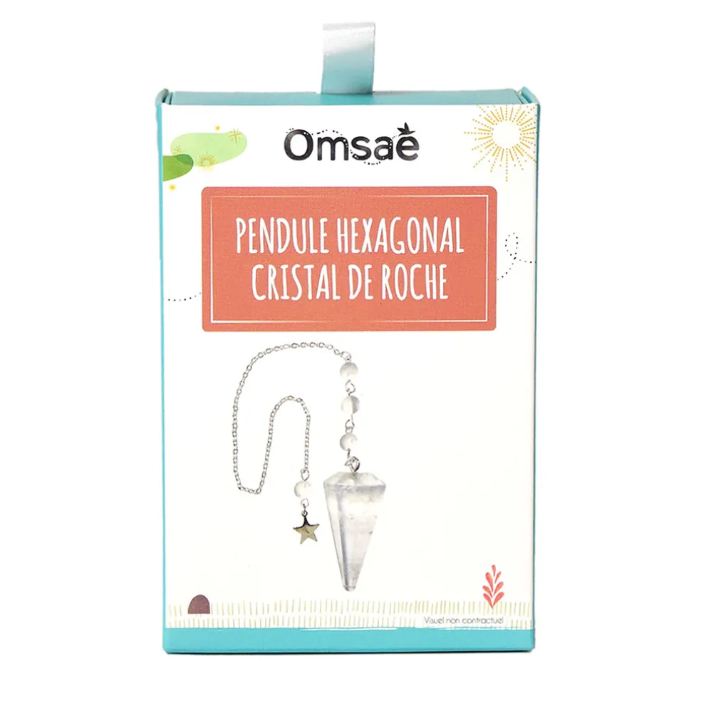 Pendule hexagonal en cristal de roche et charm étoile