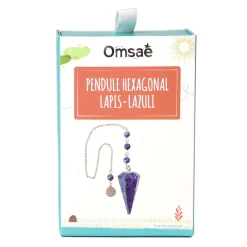 Pendule hexagonal en lapis-lazuli et charm fleur de vie