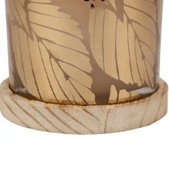 Photophore en verre et bois ambre d10cm - Noisetier