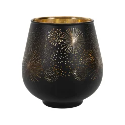 Photophore en verre noir mat et doré h9.5cm - Tropic Etoile